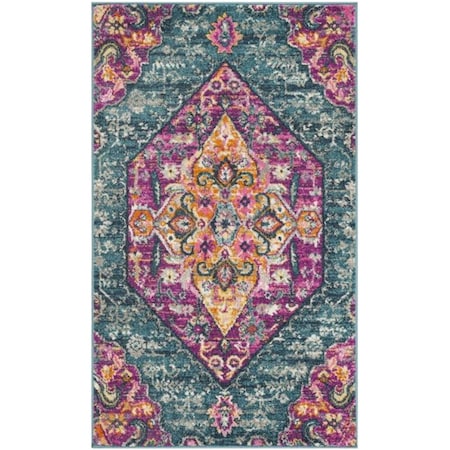 Safavieh 4 x 6 ft. Small Rectangle Madison Power Loomed Rug, Blue and Fuchsia MAD119C-4